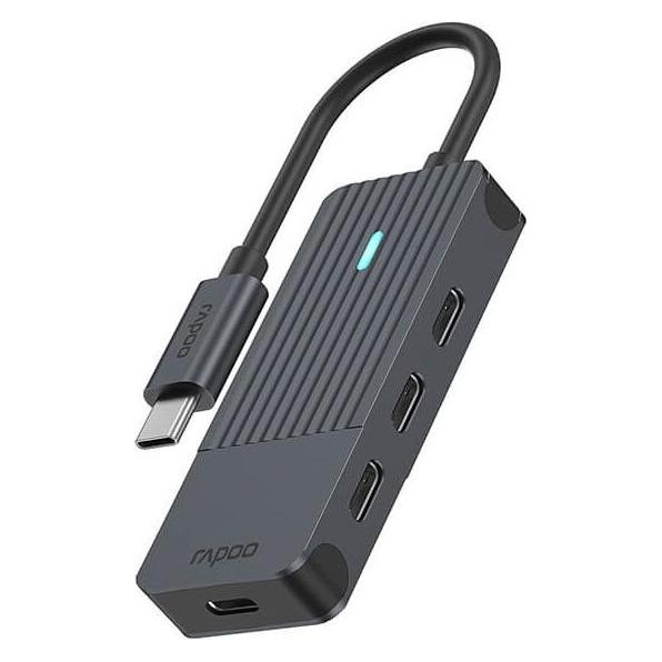 Rapoo USB-C Hub, USB-C auf USB-C, grau (USB-C, 4 Ports) (11417)