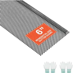 VEVOR 40 Stk. Dachrinnenschutz 152,4mm, Laubnetz aus Pulverbeschichtetem Stahl, Dachrinnenlaubschutz Zuschneidbar mit 36,58m Gesamtlänge, Laubschutzgitter mit 6mm Löchern für Häuser Carports, Schwarz