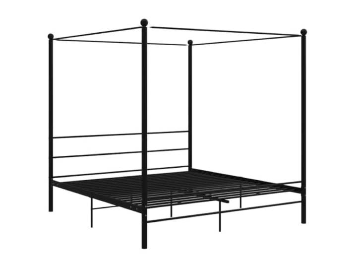 vidaXL Himmelbett Metallbett Bett Doppelbett Bettrahmen Bettgestell Lattenrost Schlafzimmermöbel Schlafzimmerbett Schwarz Metall 180x200cm