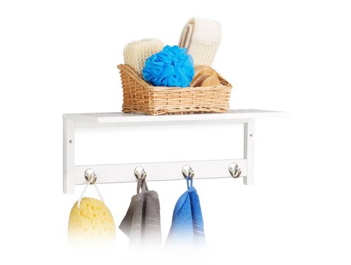 Relaxdays Wandregal mit 4 Haken