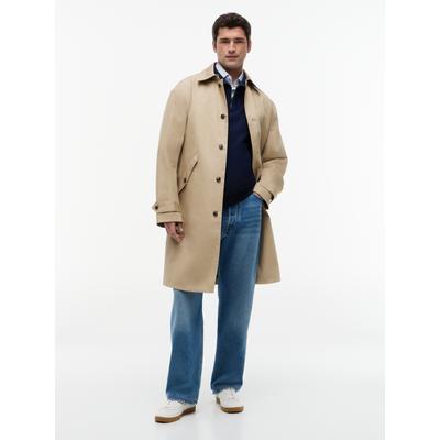 Langmantel TOMMY HILFIGER "Dress Casual Premium Line Carcoat", Herren, Gr. XL, sandalwood, Web, Obermaterial: 100% Baumwolle, relaxed fit knielang, mit Riegel Manschette, Mäntel, Premium Casual Dress Mantel