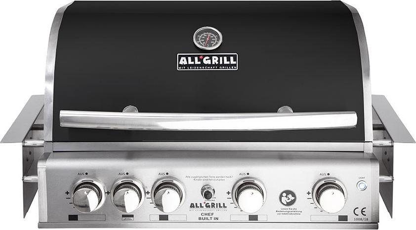 ALLGRILL Einbau-Gasgrill CHEF L BLACK Built-In Air System, 4 Brenner, Backburner 100729