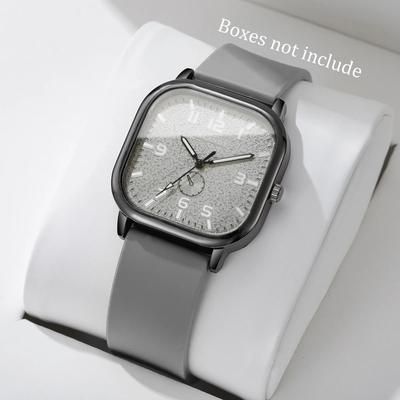 Inspire Select Square Dial Quartz Watch With Silicone Strap Fashion Casual Wristwatch For Women & Students gray No Box