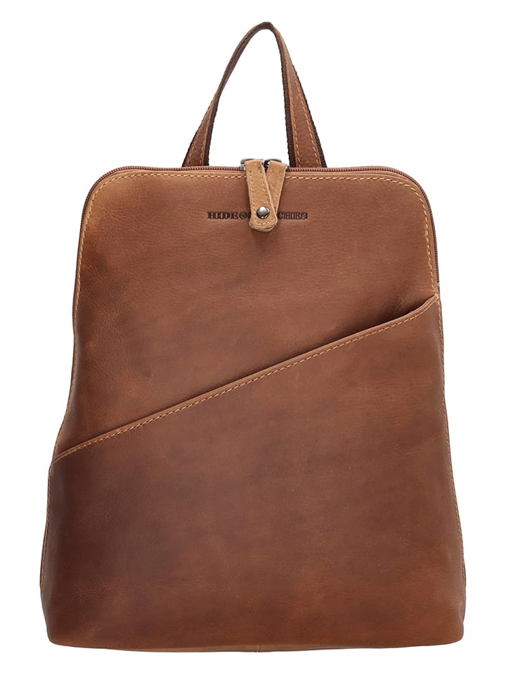 HIDE & STITCHES Leder-Rucksack in Cognac - (B)24 x (H)29 x (T)10 cm - onesize