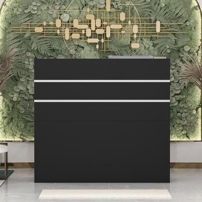 Timechee "47.2""W 43.3""H Rectangular Wood Reception Desk Coumpter Desk Small"