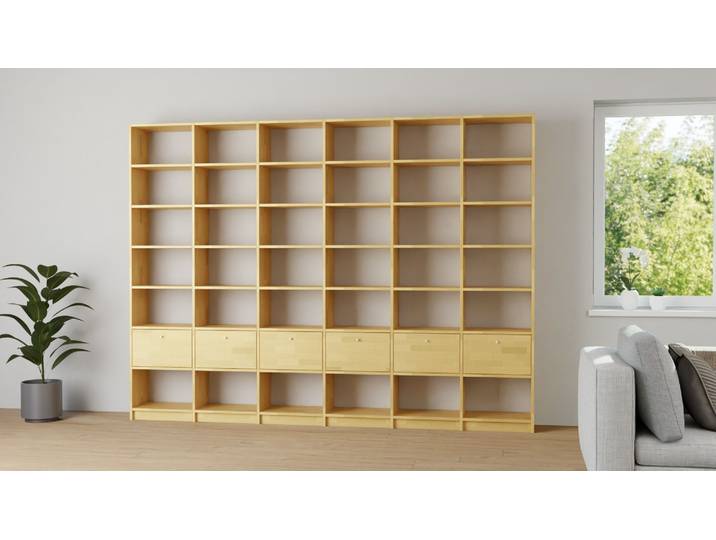 Bibliothèque large - Adaptez le design qui vous plaît en quelques minutes Hêtre Naturel huilé