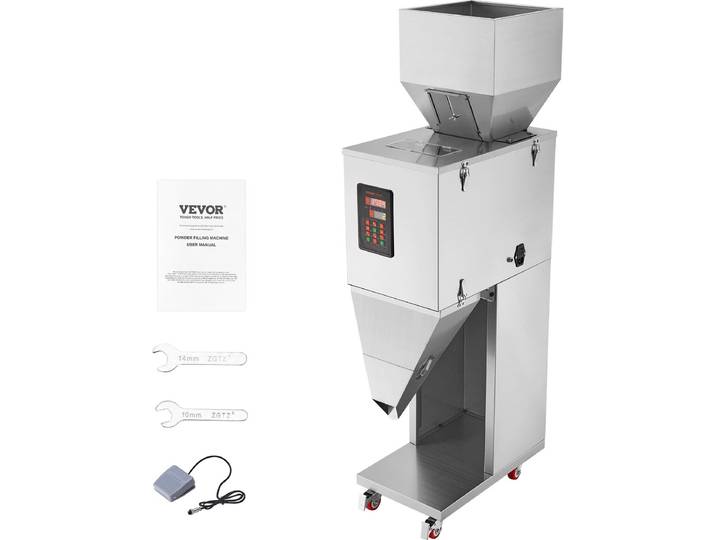 VEVOR Deeltjesvulmachine 20-5000g Automatische Vulmachine met Voetpedaal Roestvrijstalen Weegvulmachine Weegvuller voor Bonen Zaden Granen Thee Korrelverpakking