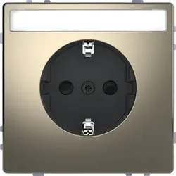 Merten SCHUKO-Steckdose mit Schriftfeld, System Design,mit erhöhtem Berührungsschutz, Nickelmetallic