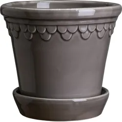 Københavner Blumentopf 10 cm grau mit Untersetzer glasiert