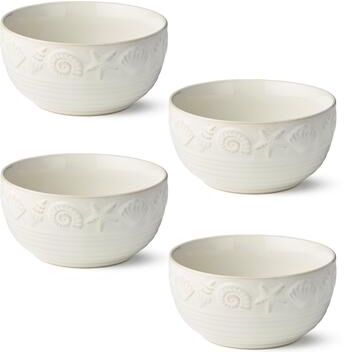 "Certified International Coastline Cream 5.25"" Ice Cream/Dessert Bowls, Set of 4 - 6.00""L x 6.00""W x 3.00""H"