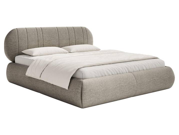Selsey Asmelio - Lit rembourré avec sommier à lattes\, gris-beige\, 160x200 cm