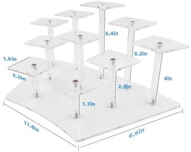 Useful Little Things Acrylic Tiered Display Stand Cupcake Jewelry And Collectible Organizer transparent 10 Seat