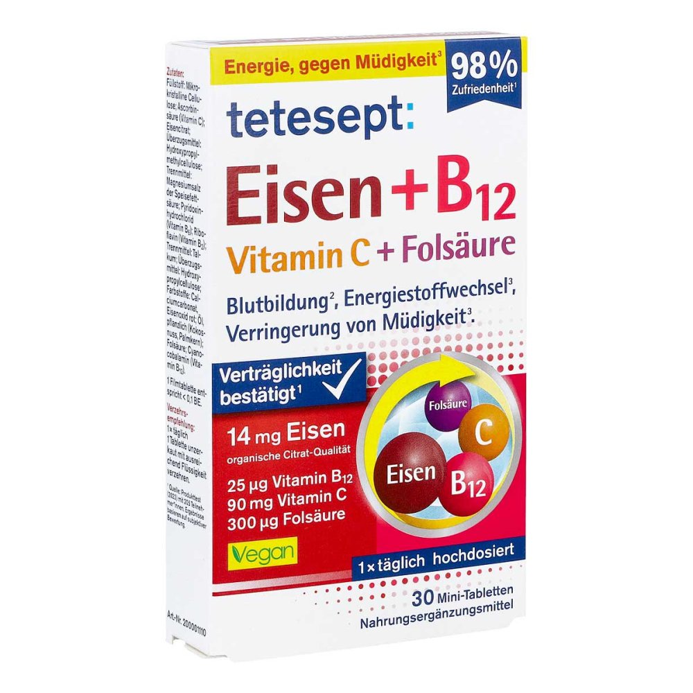 Merz Consumer Care GmbH Tetesept Eisen+B12 Vitamin C+Folsäure Filmtabletten 18761739