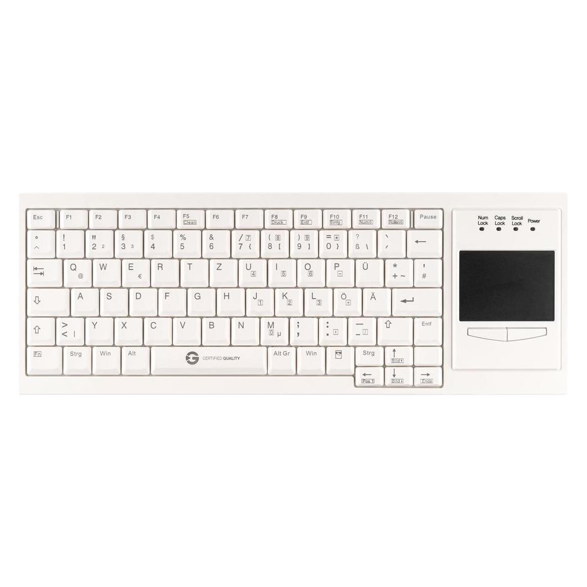 Gett Cleantype Xtra Touch Tastatur mit Touchpad USB Farbe weiss Layout DE (DE, Kabelgebunden) (KL30207)
