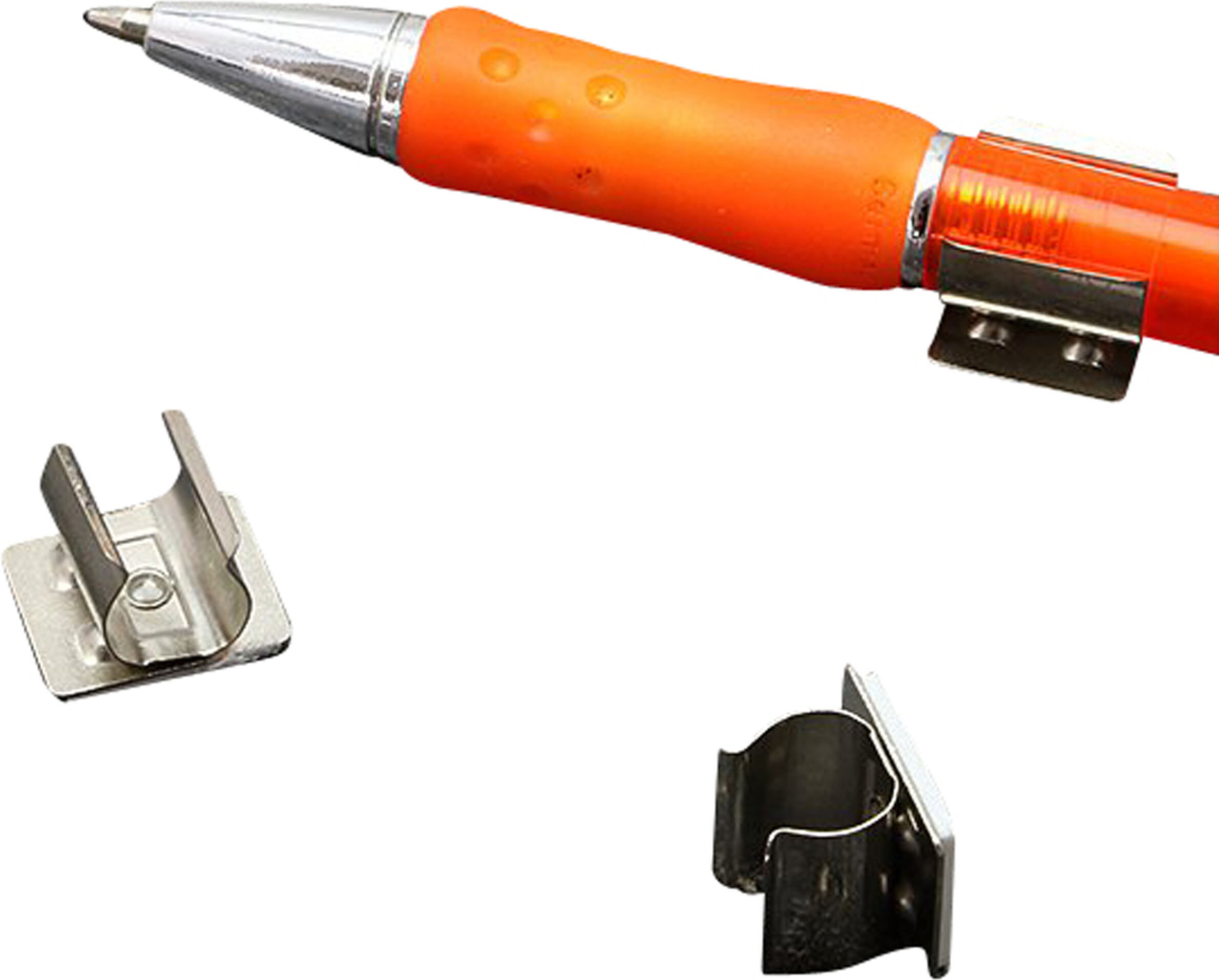 SPRINTIS 100 Unités - Porte-stylo, en métal, auto-adhésif, nickelé argent   auto-adhésif, nickelé