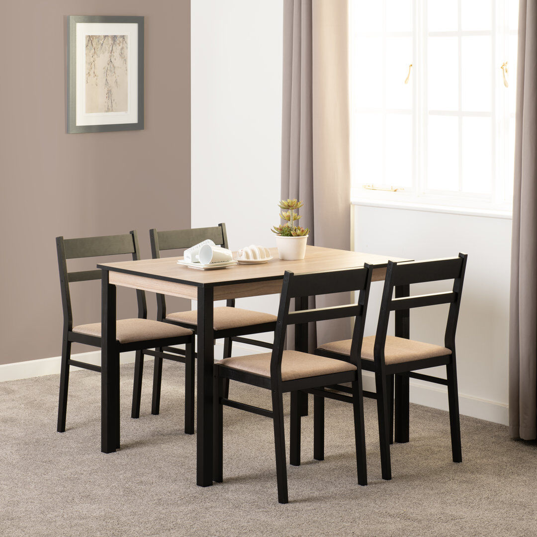 17 Stories Banham 4 - Person Dining Set Light Brown 4
