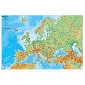 Stiefel Europakarte Europa physisch, rahmenlos, Poster aus laminiertem Karton, physische Karte, 95 x 66 cm