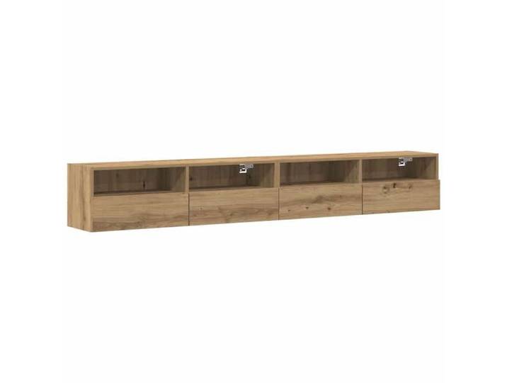 Meuble TV Flottant - Meuble de télévision mural - 2 Pcs - Chêne Artisanal -- en Bois d'ingénierie