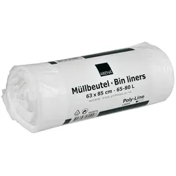 Müllbeutel Abena Bin liners 65-80 L weiß 40 Stück 63 x 85 cm, HDPE Material, Poly Line Light
