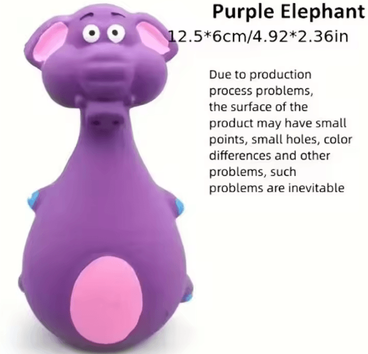Inspire Curations SqueakySafari Latex Dog Chew Toy Elephant & Cow Edition purple