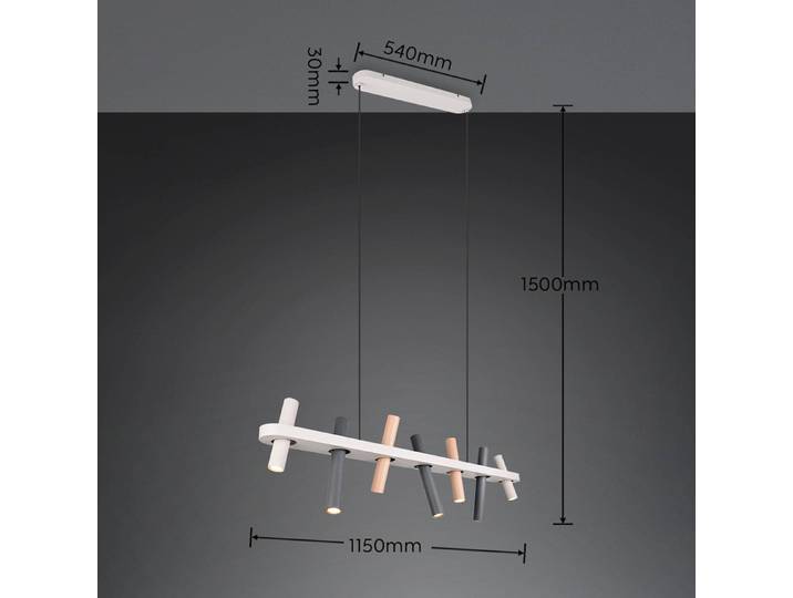 Trio Lighting Hängelampe Terloa, Multicolour, für Wohn- / Esszimmer, Metall, Modern, Pendelleuchte