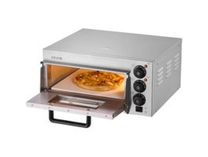 VEVOR Kommerzieller Pizzaofen für die Arbeitsplatte, 14-Zoll-Einzeldeckschicht, elektrischer Pizzaofen aus Edelstahl mit Stein und Griff, Mehrzweck-Pizzamaker für den Innenbereich zum Backen von Brezeln im Restaurant zu Hause