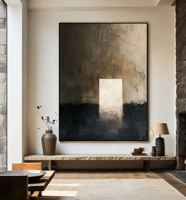 Inspire Curations Large Beige Textured Abstract Canvas Minimalist Neutral Wall Art Decor e 50x70cm