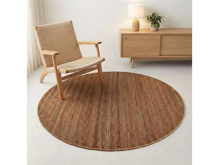 Tapis en jute 150x150 cm, naturel tressé main - Noa