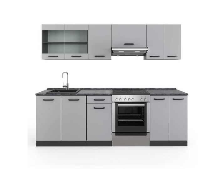 Ligne de cuisine R-Line 240cm PT Anthracite Gris/Anthracite Vicco 56482