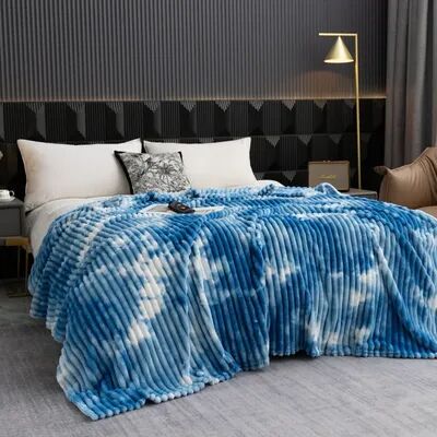 Shop Station Tie Dye Flannel Fleece Blanket Soft Warm Throw Blanket For Bed, Couch & Sofa sky Blue 27.56 39.37 In