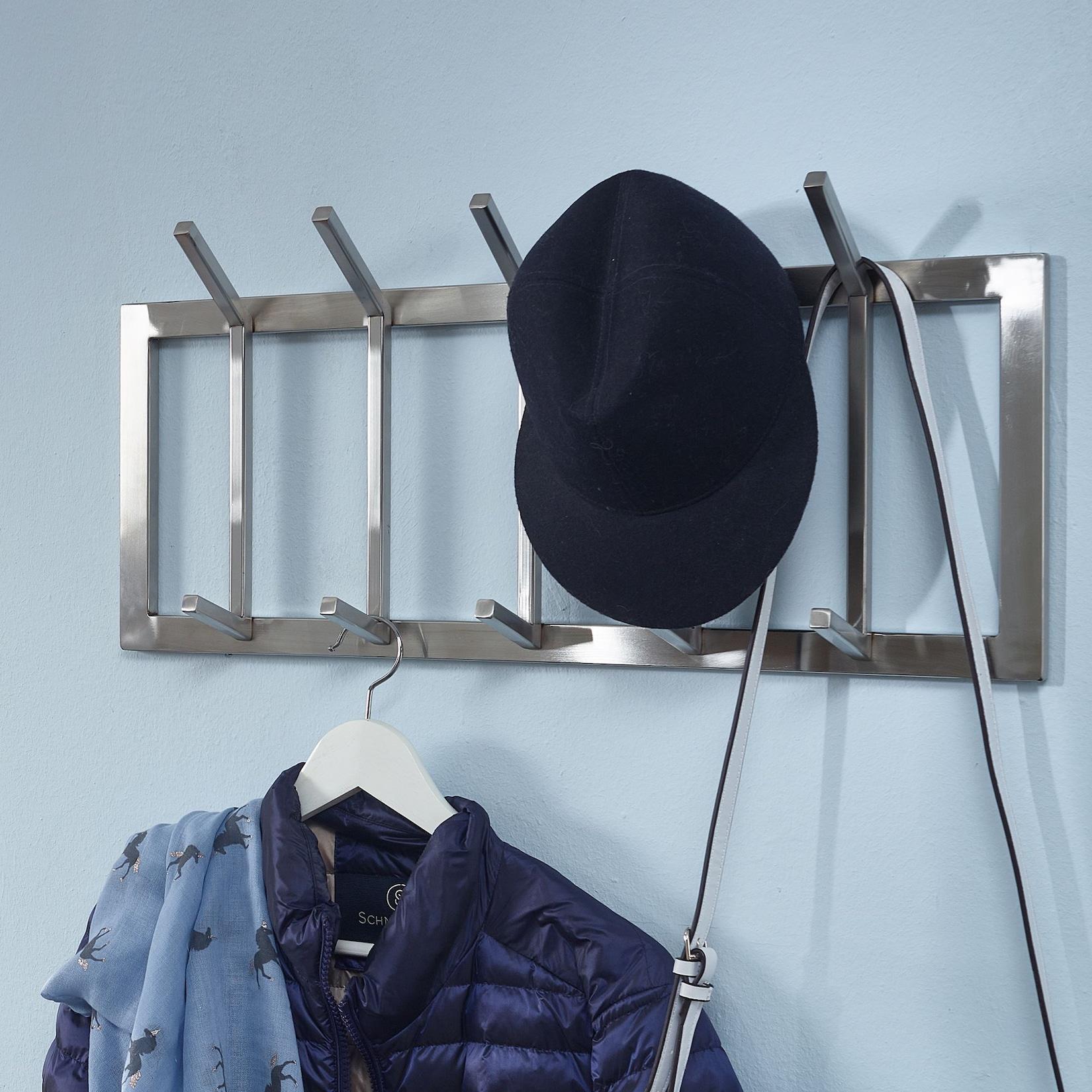 KADIMA DESIGN Wandgarderobe aus Metall, Elegante Kleiderhakenleiste mit 10 Haken für Jacken, Mäntel und Accessoires