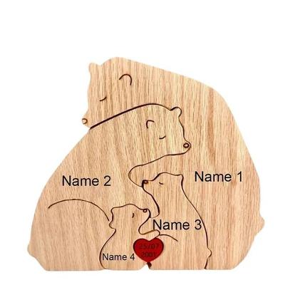 Personalized Bear Family Puzzle Ornament 4 Bears customized