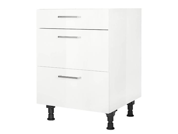 Kochfeldschrank Flash mit Schubladen 60cm Weiß/Hochglanz Weiß