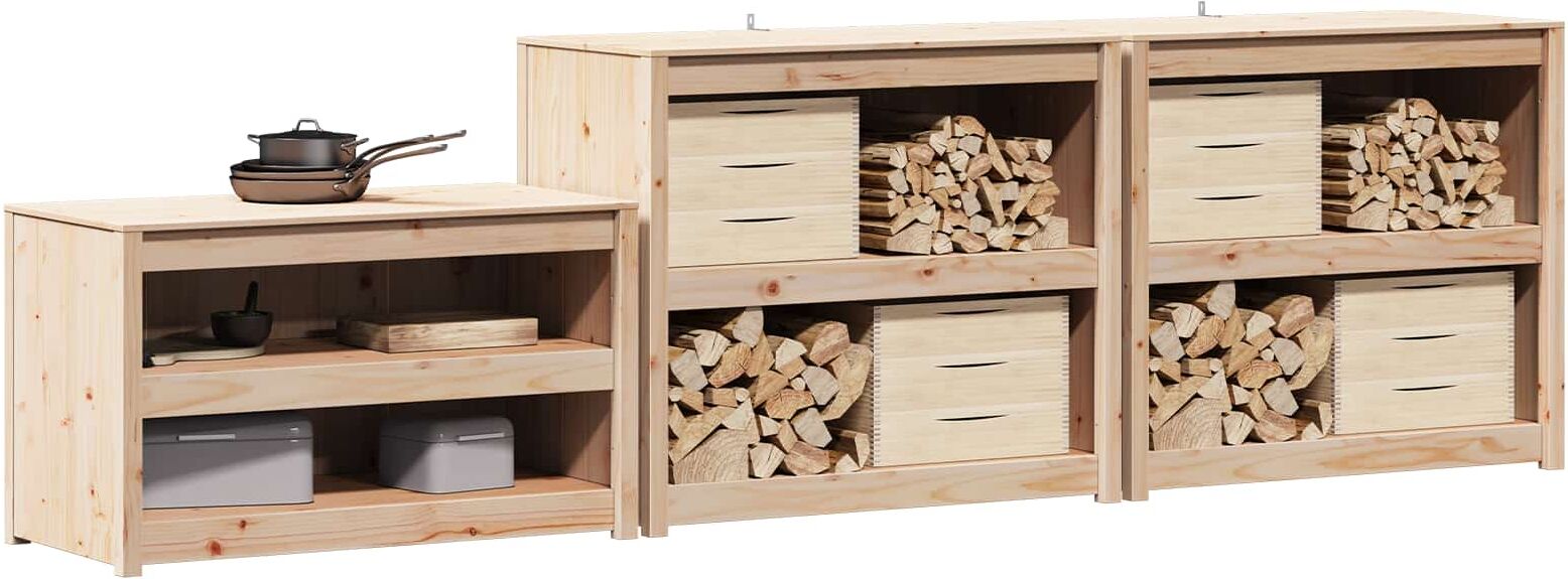 vidaXL Meuble de cuisine d'extérieur MEPPEL 3 pcs Natural Douglas