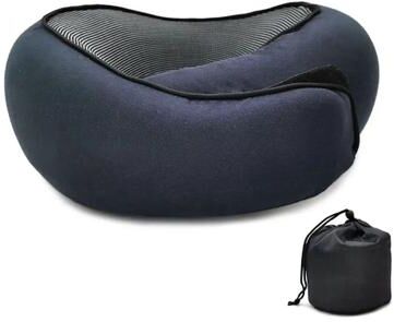 Uplifted Finds Fillable Travel Neck Pillow Stuff With Clothes Portable Pillowcase Storage Bag dark Blue