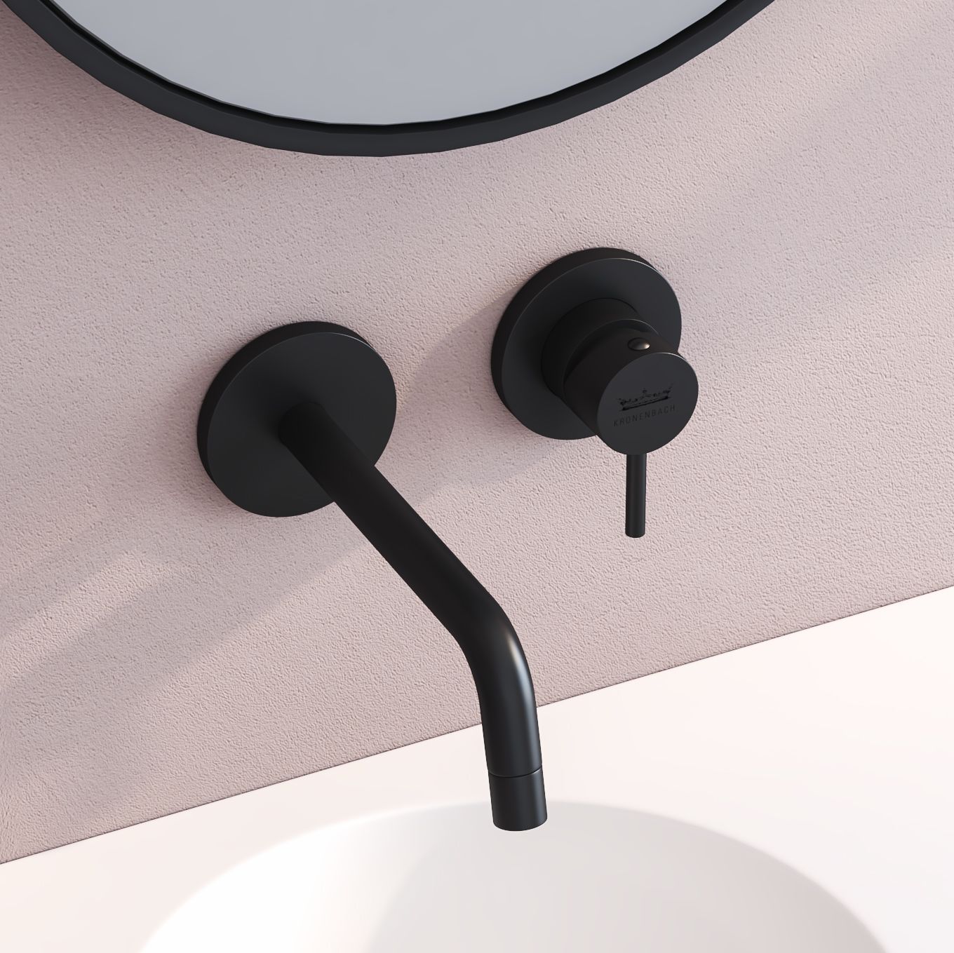 Kronenbach Lima 2.0 Black wall-mounted basin mixer 17.5 cm incl. basic body 100.1814SMKBN