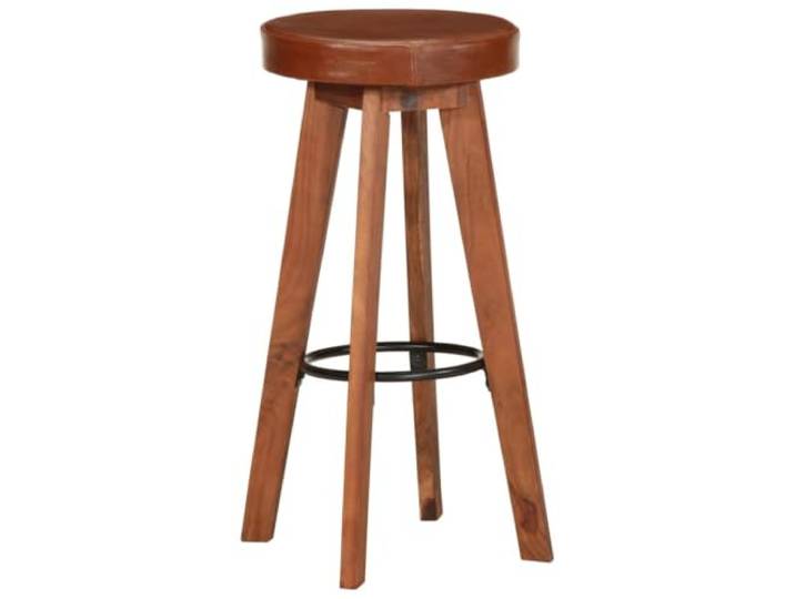 HGPOTUY Barhocker 2 STK. Echtleder Akazien-Massivholz Rustikaler Charme,Barküche,Restaurant,Esszimmer,max. 110 kg pro Sitzplatz,individuelle Holzmaserung
