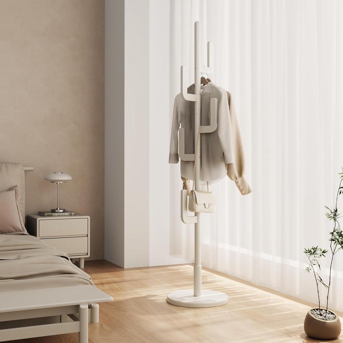 Houten Kapstok Kledingstandaard Cactus Design Wit Hoogte: 179 cm