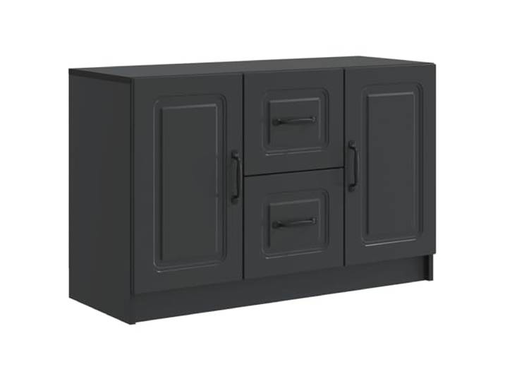 Favemtsl Sideboard Kommode Schwarz 89 x 34,5 x 57 cm Holzwerkstoff Vielseitige Aufbewahrung im Essbereich und Büro: Robuste Konstruktion mit zwei Türen und Schubladen für Ordnung.