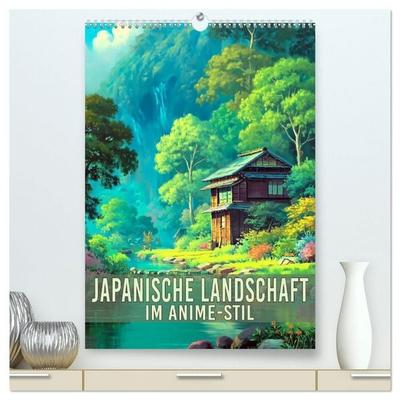 Japanische Landschaft - im Anime-Stil (hochwertiger Premium Wandkalender 2027 DIN A2 hoch), Kunstdruck in Hochglanz