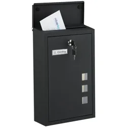 Relaxdays Briefkasten Hochformat Schwarz,Silber,Transparent