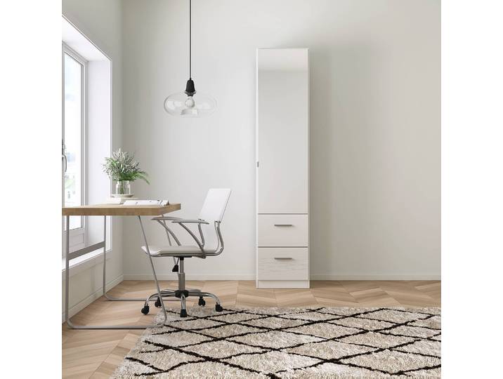 Drehtürenschrank III 47 x 210cm Weiß/Hochglanz Weiß/Alpinweiß