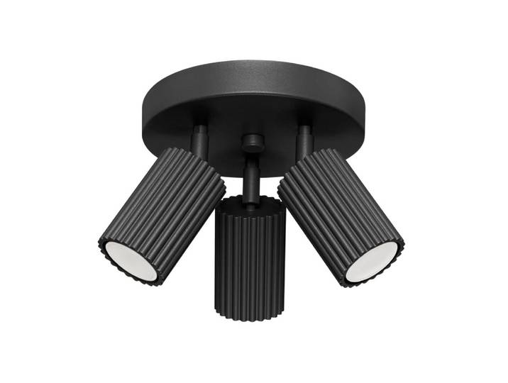 Plafonnier avec 3 spots orientables en relief noir