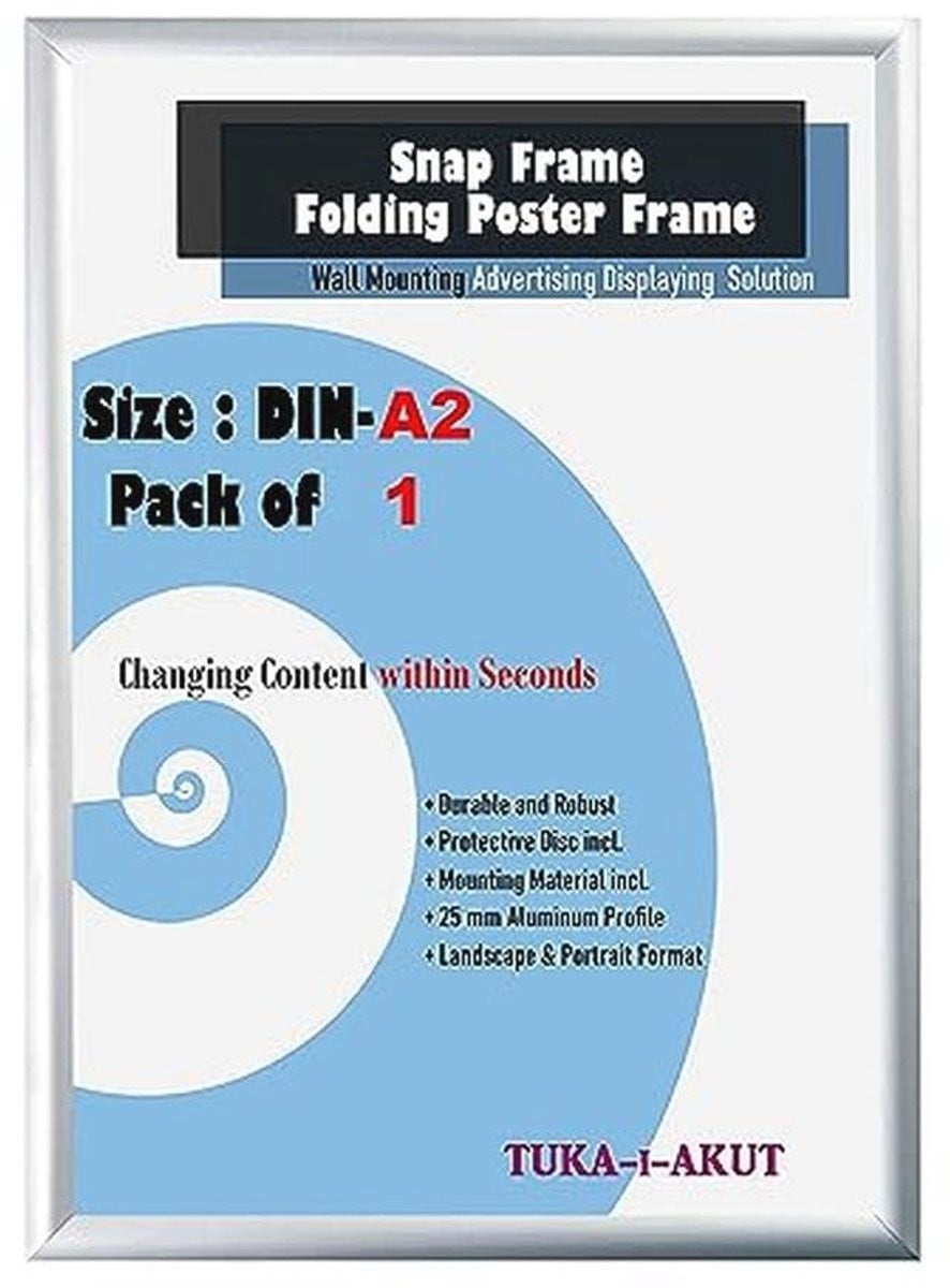 Klikframe A2 Aluminium Posterlijst 25 mm - Eenvoudige Wandmontage voor Posters en Informatie