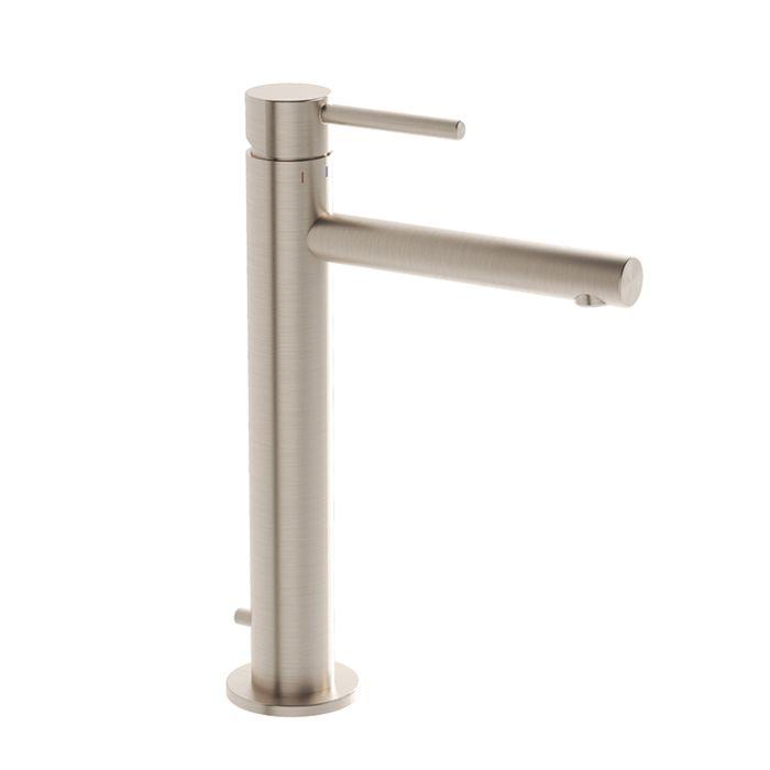 VitrA Origin Waschtischarmatur A4256934 Ausladung 145mm, mit Ablaufgarnitur, für freistehenden Aufsatzwaschtisch, Nickel gebürstet