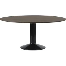Midst Tisch 160 cm rund dunkle Eiche auf einem schwarzen Bein
