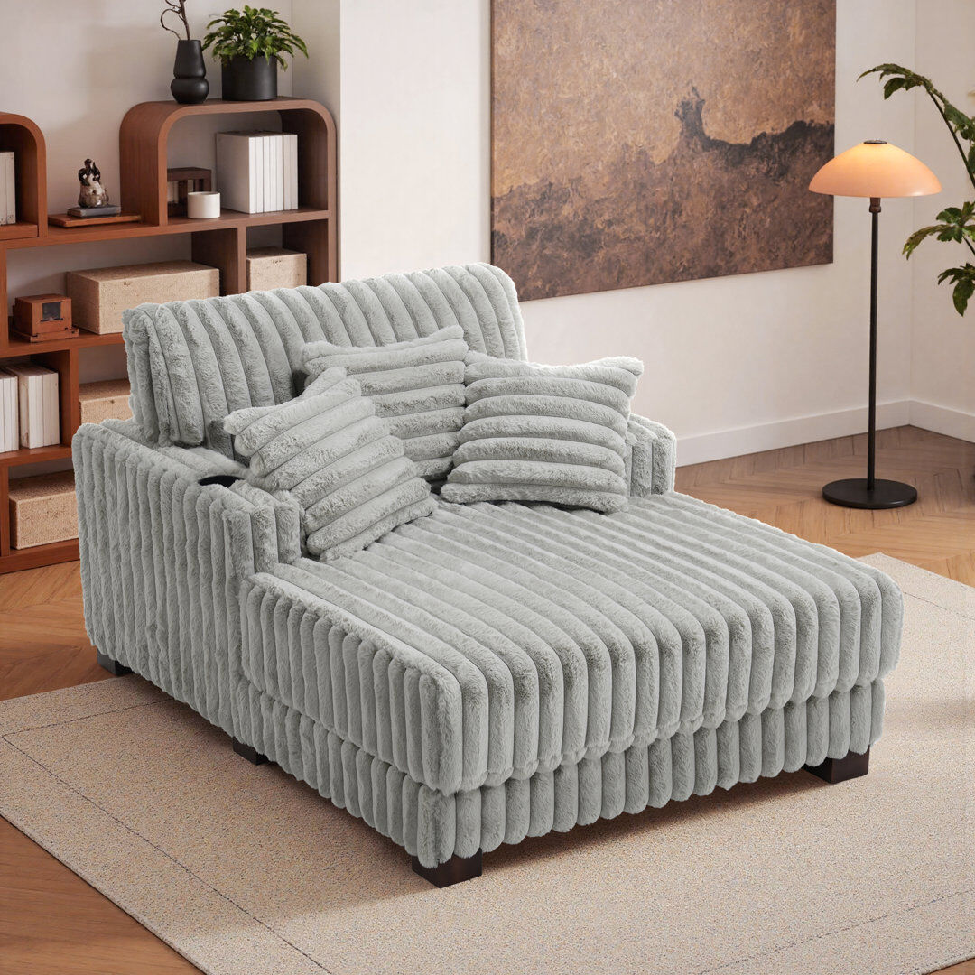 Blue Elephant Upholstered Chaise Lounge Light Grey 34.65cm H X 41.73cm W X 59.05cm L
