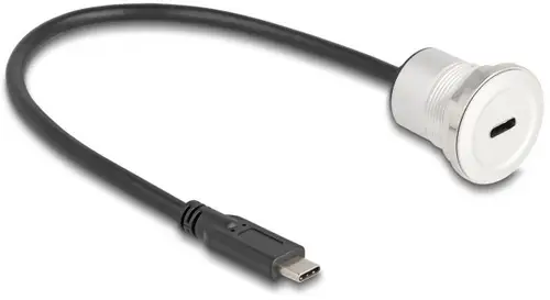 Delock USB-C Kabel USB-C Stecker, USB-C Buchse 0.30m Schwarz, Silber 88183