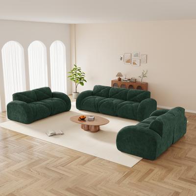 GDFStudio - Velvet 3-Piece Modular Sofa Set with 32D High Density Sponge Oversized Deep Seat