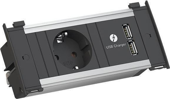 Bachmann KAPSA XS oplader met 1x CEE7/3 en 2x USB, 0,2m GST18